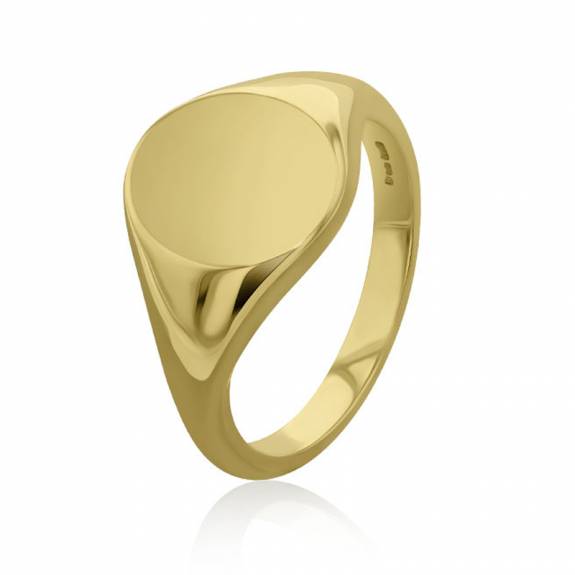 9ct Yellow Gold Oval Signet Ring - 12 x 10mm