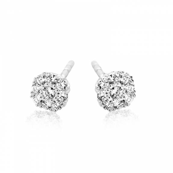 14ct White Gold Diamond Cluster Stud Earrings - 0.16ct