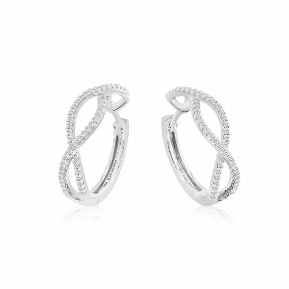 18ct White Gold & Diamond Entwined Figure-of-Eight Hoop Earrings