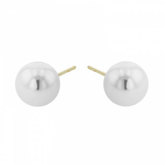 9ct Yellow Gold Cultured Pearl Stud Earrings - 7.5mm