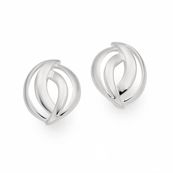 Silver Entwined Curves Stud Earrings