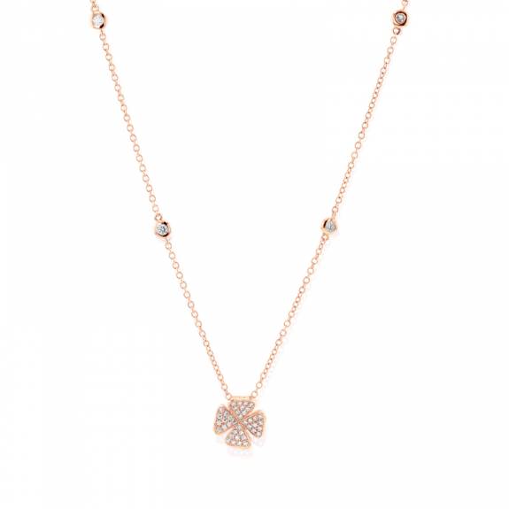 18ct Rose Gold & Diamond Clover Pendant			