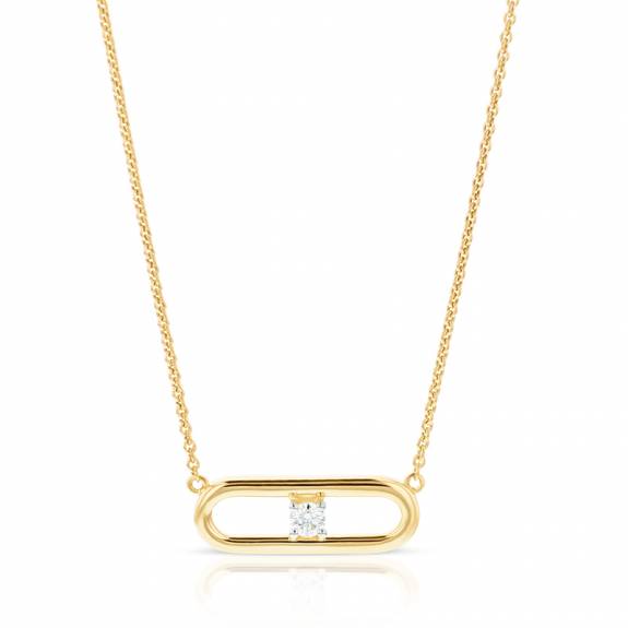 14ct Yellow Gold & Diamond Open Rectangle Necklet