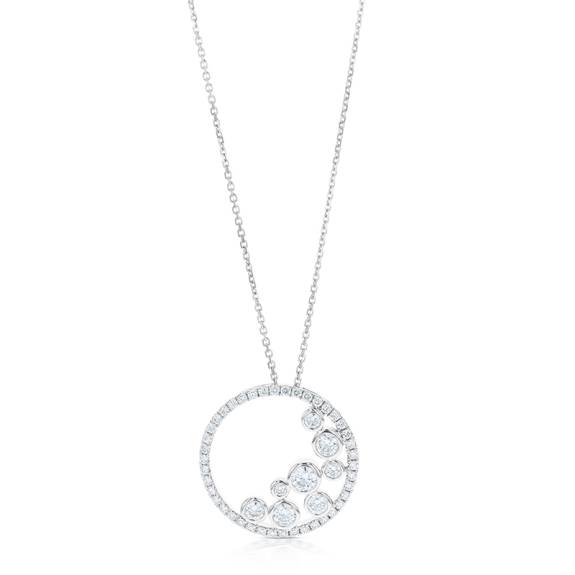 18ct White Gold & Diamond Diamond Circle Design Pendant