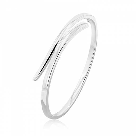 Silver Oval Cross-Over Front Style Bangle