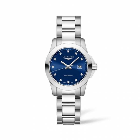 Longines Ladies Conquest Blue Diamond Dial Watch - 29.5mm