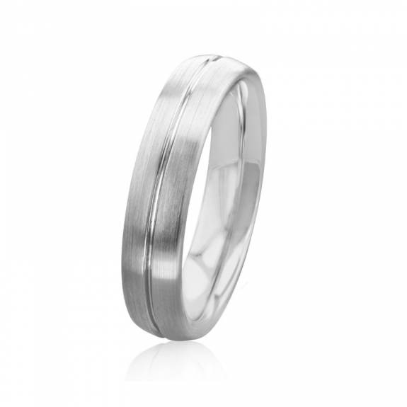 Christian Bauer 18ct White Gold Satin & Polished Band - 5mm