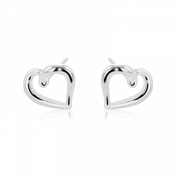 9ct White Gold Twisted Heart Design Stud Earrings