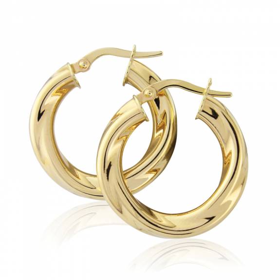 9ct Yellow Gold Twisted Hoop Style Earrings