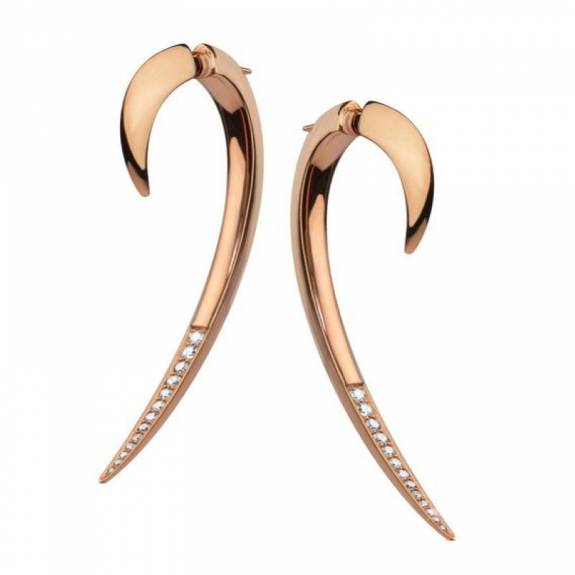 Shaun Leane Rose Gold Vermeil & Diamond Hook Earrings - Size 2
