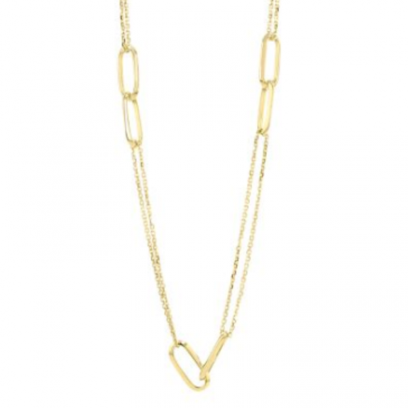 9ct Yellow Gold Double Trace Chain & Open Link Necklace