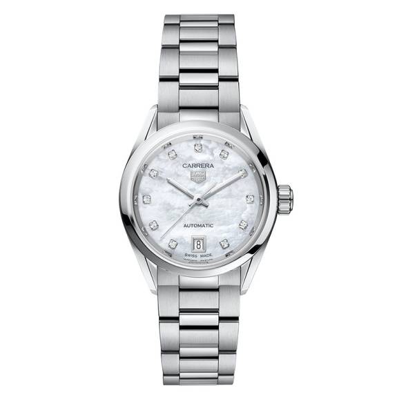 TAG Heuer Ladies Automatic Carrera Mother-of-Pearl Diamond Dial Watch - 29mm