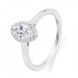 Platinum & Marquise Cut Diamond Halo Style Ring - 0.32ct