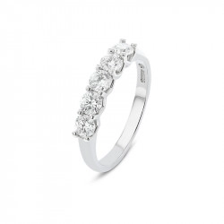 Platinum Five Stone Diamond Eternity Style Ring - 0.76ct