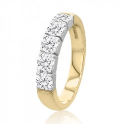 18ct Yellow & White Gold Five Stone Eternity Ring - 0.91ct