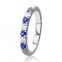 Platinum Sapphire & Diamond Half Eternity Style Ring