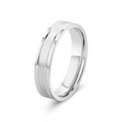 Platinum Satin & Polish 5mm Groove Detail Wedding Ring