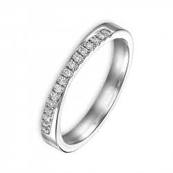 Ladies Platinum & Diamond Curved Dip Wedding Ring