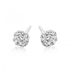 14ct White Gold Diamond Cluster Stud Earrings - 0.16ct