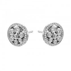 18ct White Gold & Diamond Circle Bubble Cluster Stud Earrings
