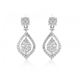 18ct White Gold & Diamond Marquise Shaped Drop Earrings