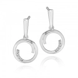 9ct White Gold & Diamond Overlapping Circle Drop Earrings