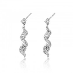 18ct White Gold Marquise & Brilliant Cut Diamond Twisty Earrings