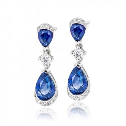 18ct White Gold Sapphire & Diamond Pear Shaped Earrings