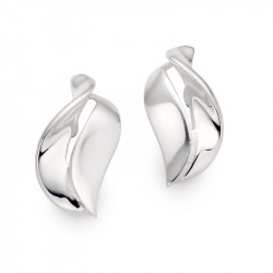 Silver Open Twist Marquise Design Stud Earrings