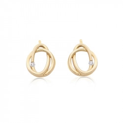 18ct Yellow Gold & Diamond Entwined Oval & Circle Stud Earrings
