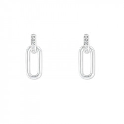 18ct White Gold Open Rectangular Drops & Diamond Bar Drop Earrings