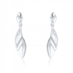 Silver Undulating Marquise Design Drop Earrings