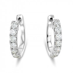 18ct White Gold & Diamond Hoop Style Earrings - 1.00ct