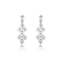 18ct White Gold & Diamond Staggered Design Drop Earrings