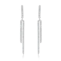 18ct White Gold & Diamond Staggered Strand Drop Design Earrings