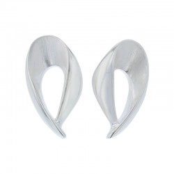 Silver Satin & Polished Open Twist Stud Earrings