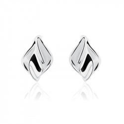 Silver Double Petal Design Stud Earrings
