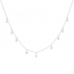 18ct White Gold & Diamond Droplet Necklet - 0.51ct