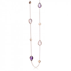9ct Rose Gold Amethyst & Rose Quartz Necklace
