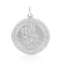 Silver 20.8mm Round St Christopher Pendant