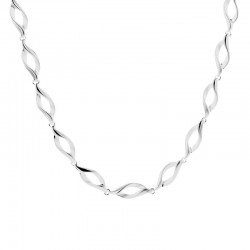 Silver Twisted Oval Link Necklace