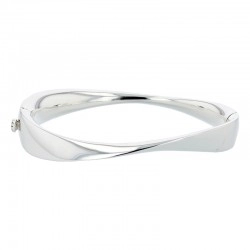 Silver Oval Tapered Twist Bangle