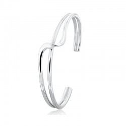 Silver Twisted Strand Cross-Over Bangle