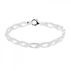 Silver Satin & Polished Plaited Link Bracelet - 7.5"