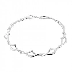 Silver Fancy Tapered Wave Link Bracelet - 7.75"