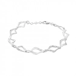 Silver Twisted Open Diamond Link Bracelet