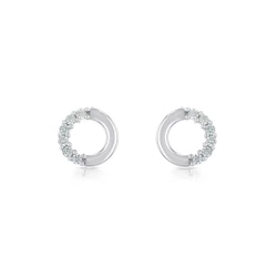 14ct White Gold 0.12ct Diamond Circle Earrings
