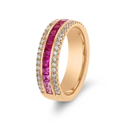18ct Rose Gold Ombre Ruby & Diamond Ring