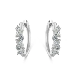 18ct White Gold 0.71ct Mixed Diamond Hoops