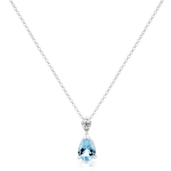 18ct White Gold 0.80ct Aquamarine & Diamond Necklace